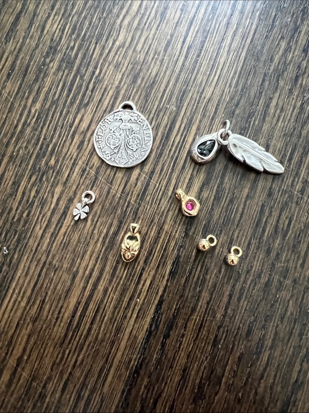 UNO de 50 Mixed Silver and Gold Charm Set with Black and Pink Accents